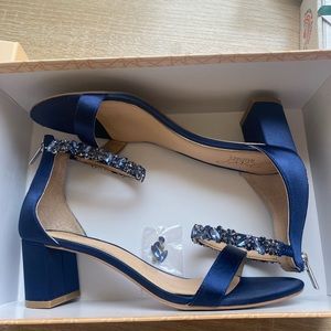 WIDE WIDTH Jewel Badgley Mischka Catalina Ankle Strap Sandal - Navy 7.5 W